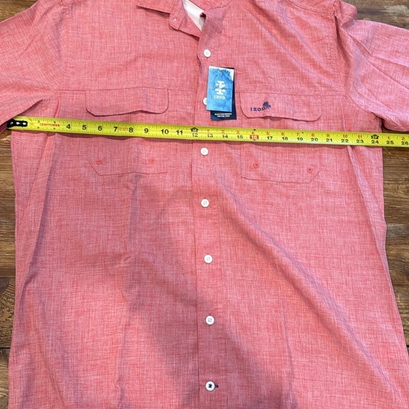 Izod Saltwater Beach Performance Surfside Short Sleeve Shirt Mens Light Pink NEW - Picture 11 of 12